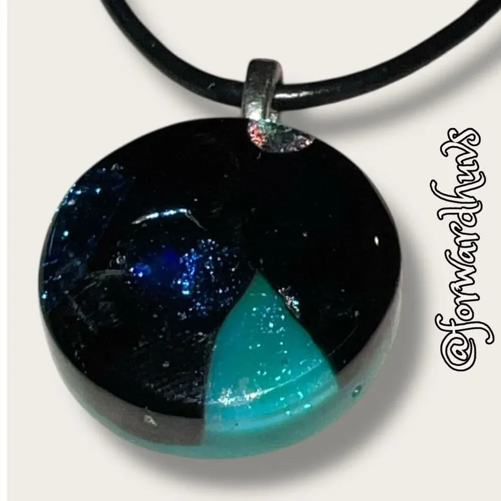 Bundle Sale 3 for $15 | 16-Inch Black Faux Leather Necklace with Glass Pendant